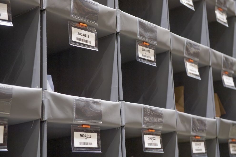 A close-up of Storeganizer pockets with front stoppers