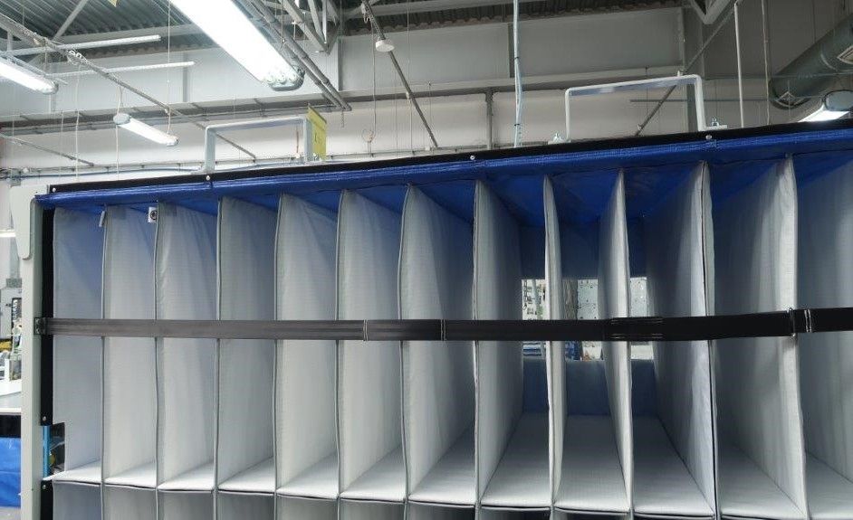 A close-up of custom dunnage inserts