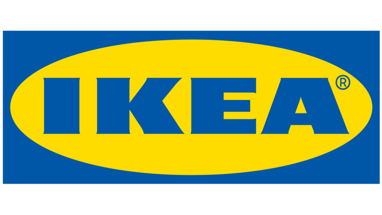 IKEA logo featuring blue background and yellow oval with the text "IKEA" in bold letters.