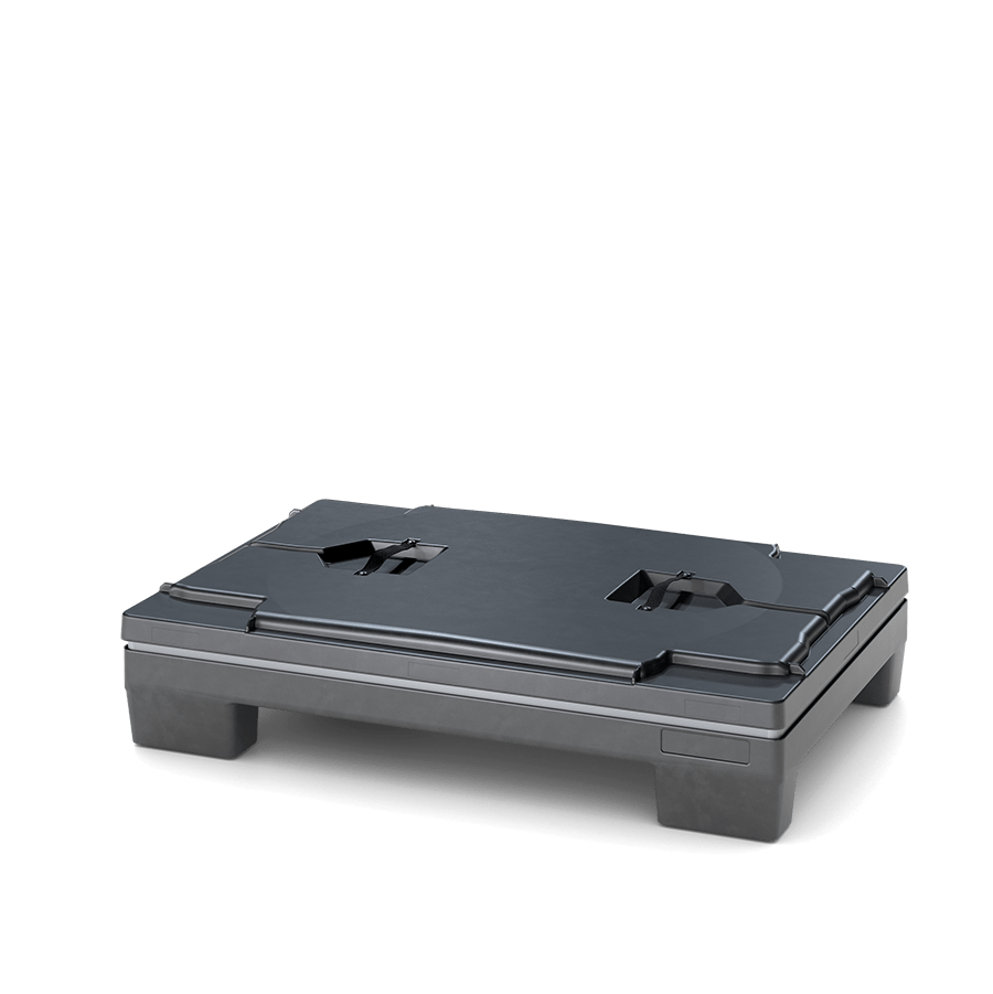 Black plastic pallet on a dark background.