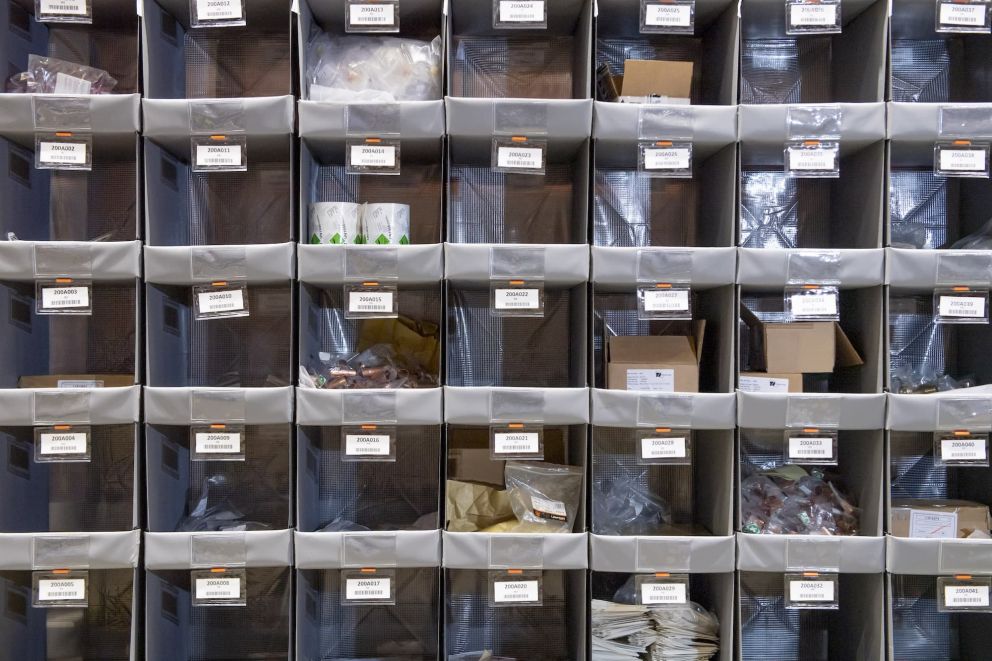 A close-up of Storeganizer pockets with front stoppers