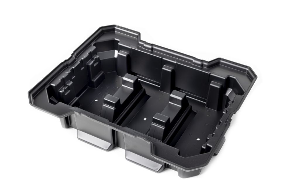 A black thermoformed tray in plastic