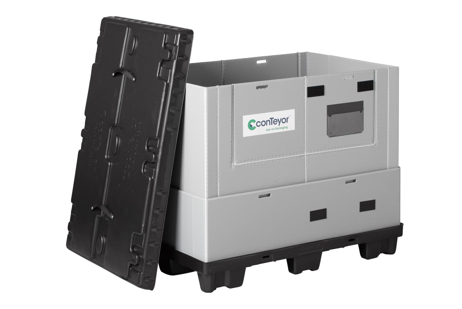 A gray Ecopack Classic with a black lid that is standing next to it