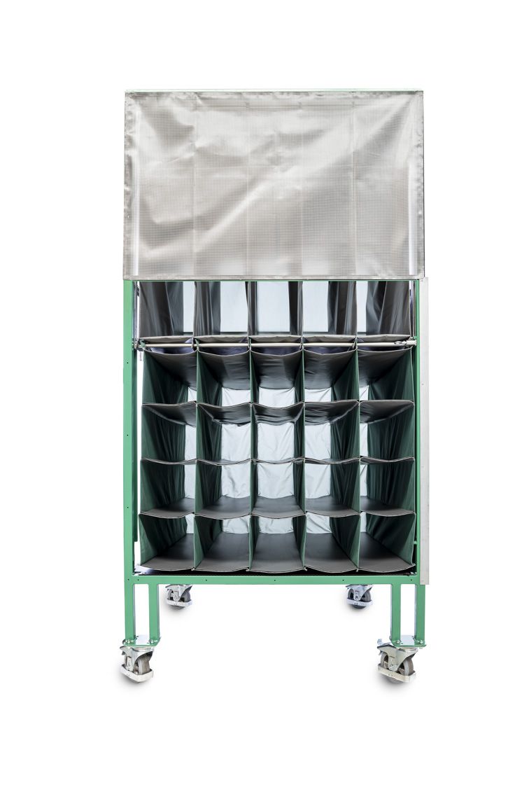 A tower rack with the cover closed