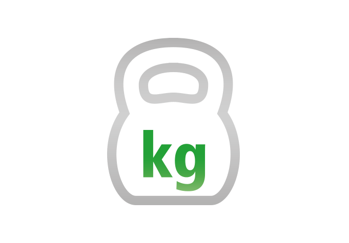 A kettlebell icon with the letters "kg" in green.