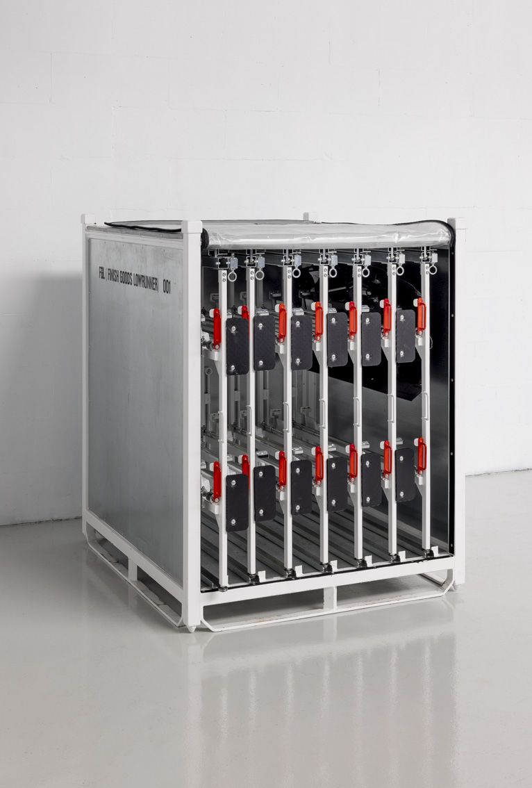 A steel rack with fittings