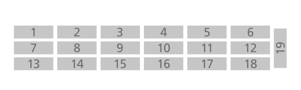 Grid layout displaying numbers 1 to 19 in a structured format.