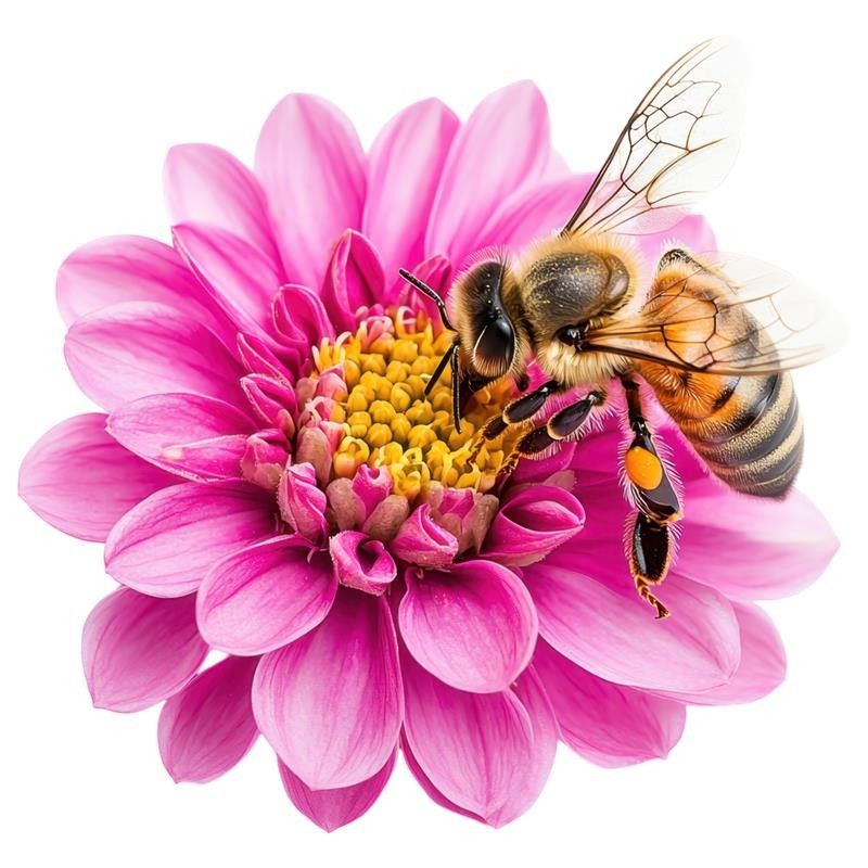 A bee collecting nectar from a vibrant pink flower.