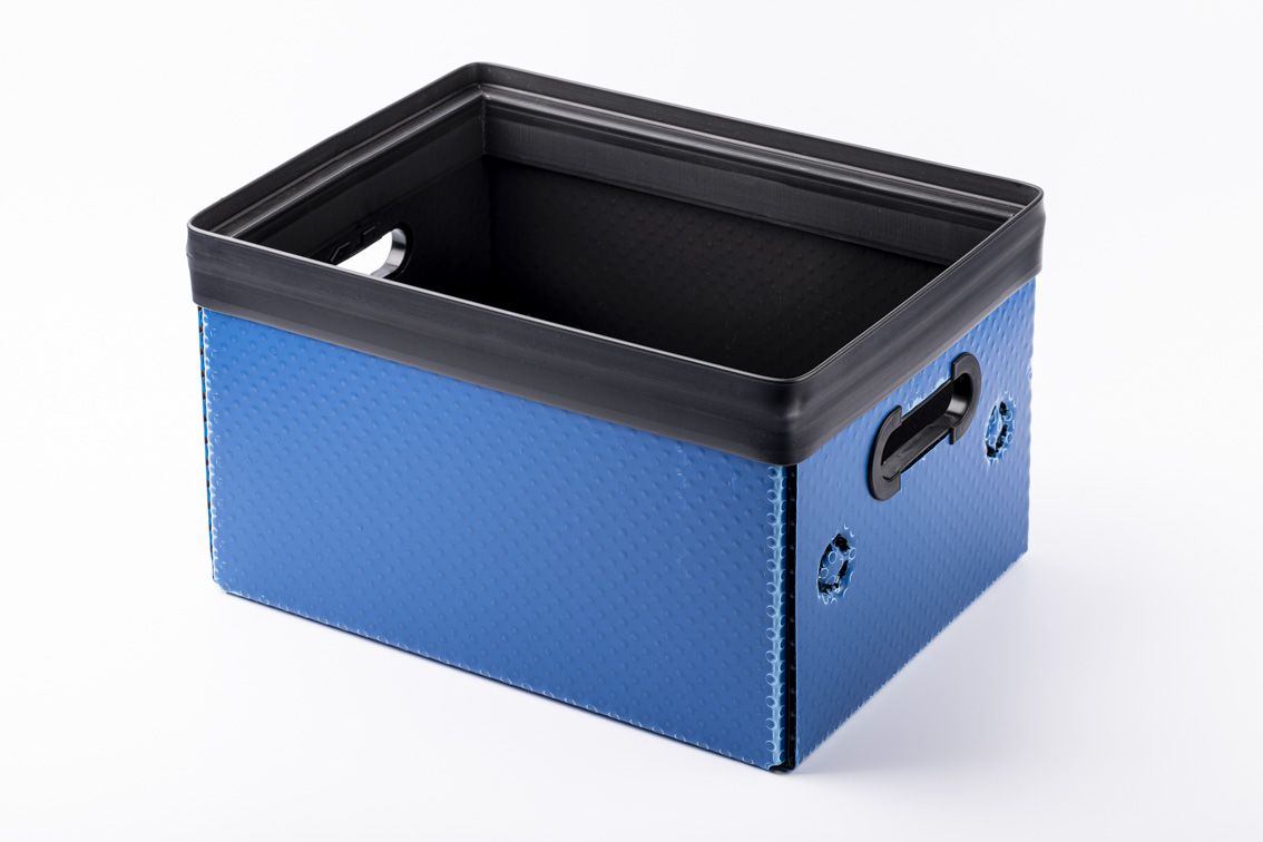 A blue conTeyor Ecobox with black details