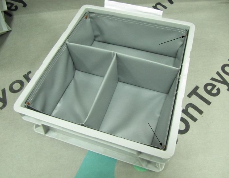 A fitbox with custom textile dunnage inserts