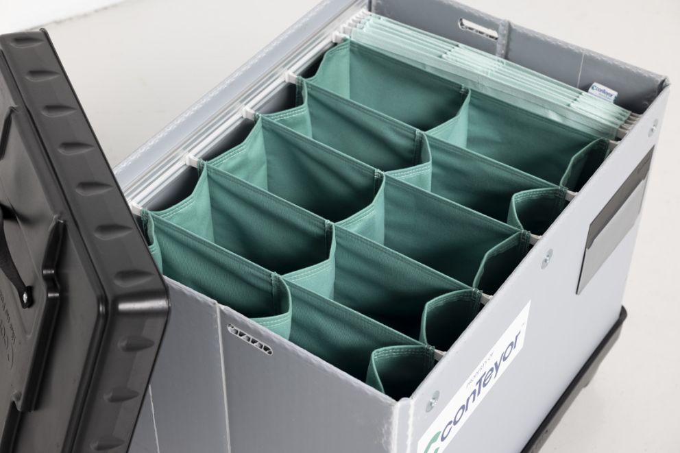 Top view of an Ecopack KIT with custom dunnage inserts in textile