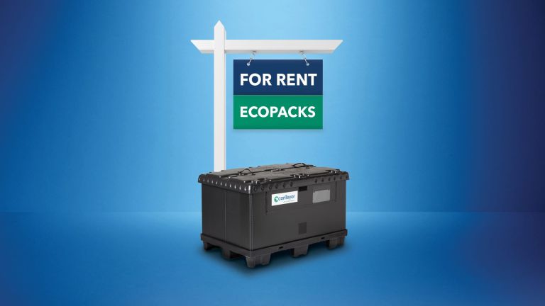 conTeyor's rentaleasing system - an ecopack with a "For rent" sign