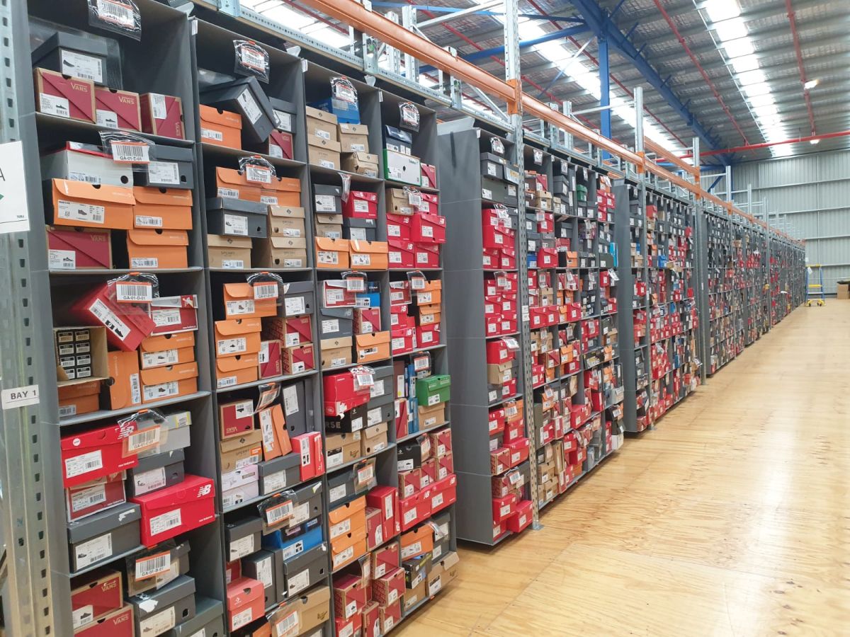 An example of shoes stored in a Storeganizer installation